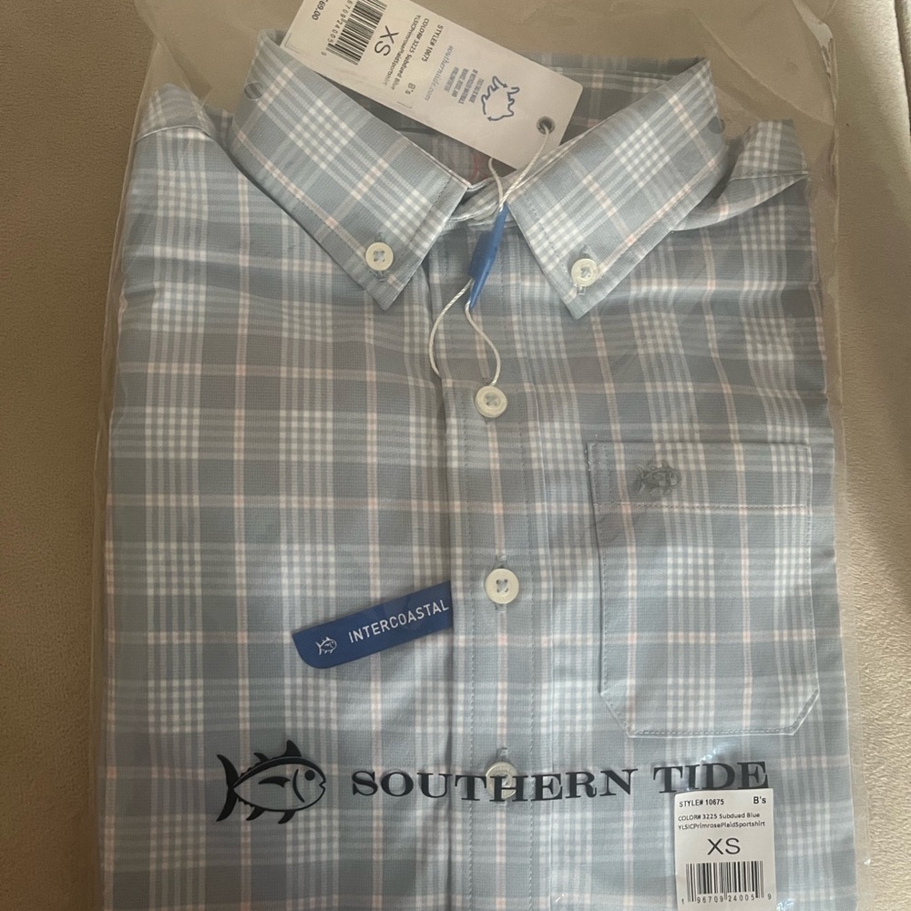 Brand New Southern Tide Boys Plaid Button Down